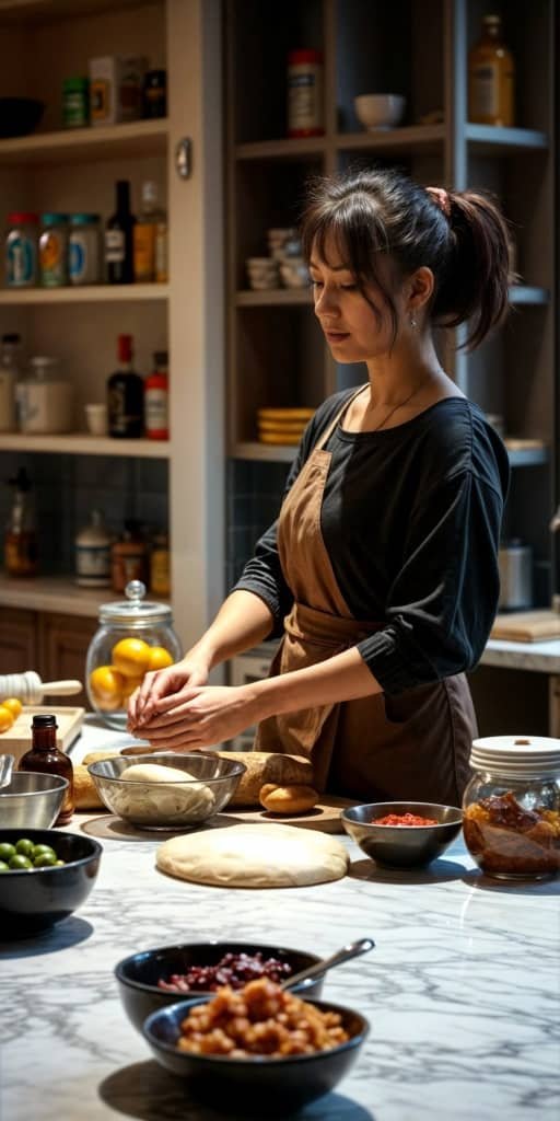 Una mujer elaborando una receta para Recetas Adanai en la cocina de su propio hogar